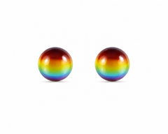 10KT Gold 6MM Ball Rainbow Stud Earrings
