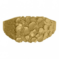 10kt Yellow Gold Mens Nugget Dc Textured Band Ring