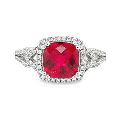 925 Sterling Silver Womens Ruby Red Cubic-Zirconia Engagement Ring Size 7