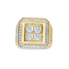 14KT Gold Men Ring with CZ Stones