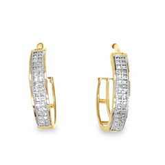 10KT GOLD 0.20CT DIAMOND HOOP EARRINGS 0.75IN
