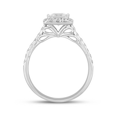 1.5 CTTW Certified Lab-Created Halo Princess Cut Diamond Solitaire Engagement Ring in 14KT White Gold Setting (Center 1.00CT)