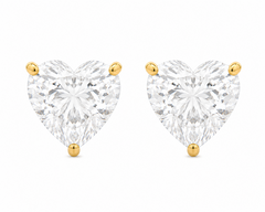 14KT Yellow Gold 1.09CTTW Lab-Created Heart Earrings (Not Certified)