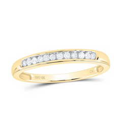 10K YELLOW GOLD ROUND DIAMOND SINGLE ROW BAND RING 1/8 CTTW