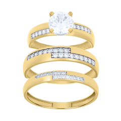 14kt Two-tone Gold Cubic-Zirconia His & Hers Trio Ring Set