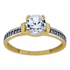 10kt Two-Tone Gold Womens Round Cubic Zirconia Engagement Ring