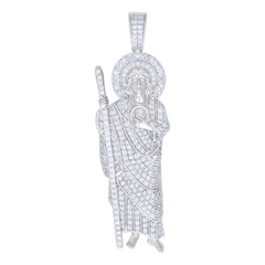 925 Sterling Silver Unisex Round Baguette Cubic-Zirconia ST. Jude San