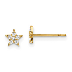 14KT Gold Star CZ Earrings with Push Back