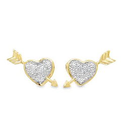 10KT 0.20CT- DIAMOND HEART EARRINGS