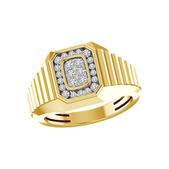 MEN'S RING 1/2 CT ROUND DIAMOND 10K YELLOW GOLD