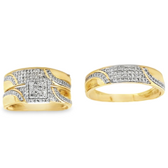 10KT GOLD 0.75CT DIAMONDS PRINCESS WEDDING TRIO SET
