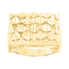 10kt Yellow Gold Unisex Diamond-cut Nugget Fashion Ring S10