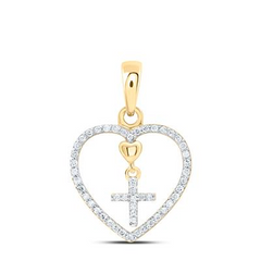 1/6CTW-NAT DIA P1 GIFT CROSS HEART PENDANT