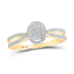 10k Yellow Gold Round Diamond Oval Ring 1/10 Cttw