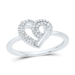 10KT WHITE GOLD 1/6CTW-NATURAL DIAMONDS HEART RING