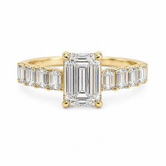 14KT Yellow Gold 4.56CTTW Certified Lab-Created Emerald Cut Engagement