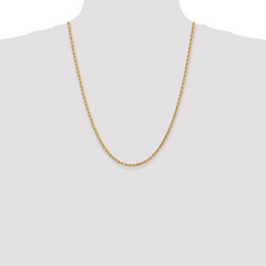 10KT Gold 3MM Solid Rope Chain 24IN