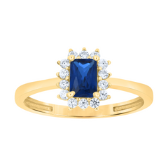 10kt Yellow Gold Womens Baguette Sapphire Cubic-Zirconia Fashion Ring