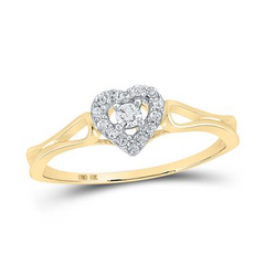 10k Yellow Gold Round Diamond Heart Ring 1/8 Cttw