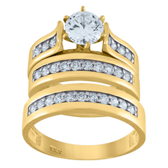 10KT Gold His & Hers Matching Wedding Ring Set Modern Design