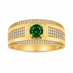 10KT Yellow Gold Mens Ring with Red Stone