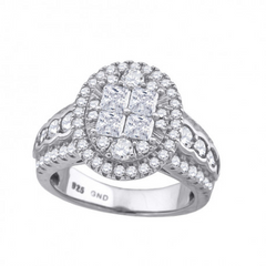 925 Sterling Silver Womens Cubic Zirconia Oval Engagement Ring