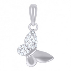 925 Sterling Silver Womens Cubic-Zirconia Butterfly Pendant