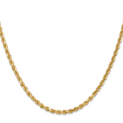 10KT Gold 3MM Solid Rope Chain 24IN