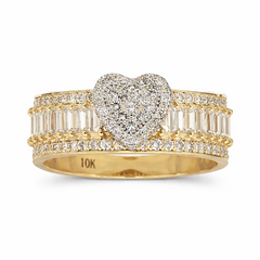 10KT Gold 8MM Heart Ring with CZ Size 8