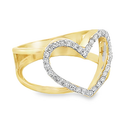 10KT Gold 0.27CT Diamond Heart Thick Ring