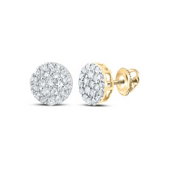 10k Yellow Gold Cluster 1/4ctw Diamond Earrings