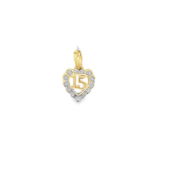 10KT YELLOW GOLD 0.05 CTTW DIAMOND QUINCEAñERA PENDANT