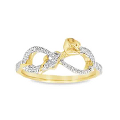 10KT 0.09CT DIAMOND INFINITY WITH ROSE RING