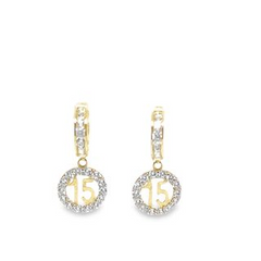 10KT Yellow Gold Quinceañera Earrings