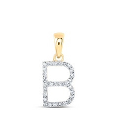 10K YELLOW GOLD ROUND DIAMOND INITIAL B LETTER PENDANT 0.12 CTTW