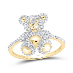 1/2CTW-NAT DIA NK FASHION TEDDY BEAR LADIES RING