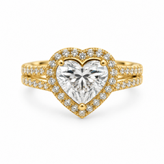 14K Yellow Gold 3.05CTTW Certified Lab-Created Heart Shape with Accent
