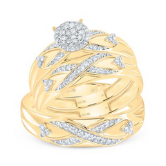 10KT Gold Wedding Trio Set with Infinity Design 0.38CT Diamonds