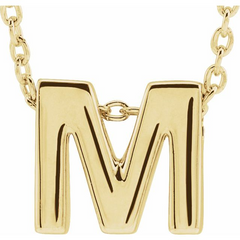 10KT Yellow Gold Initial M Necklace 17+1 Inches