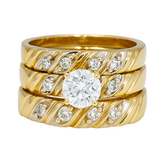 10KT Gold His and Hers Wedding Trio Set