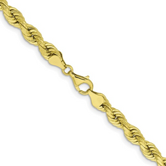 10KT Gold 6MM Solid Rope Bracelet 8IN