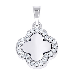 925 Sterling Silver Womens Cubic-Zirconia White Clover Good Luck Penda