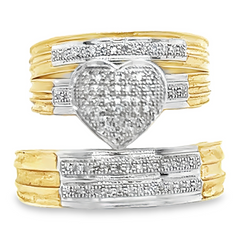 10KT Gold 0.25CT Diamond Heart Wedding Trio Set