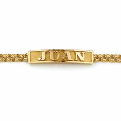 10KT Gold Chino Link Baby Bracelet with FREE Name – 4mm, 4.5” (Tejido Chino)