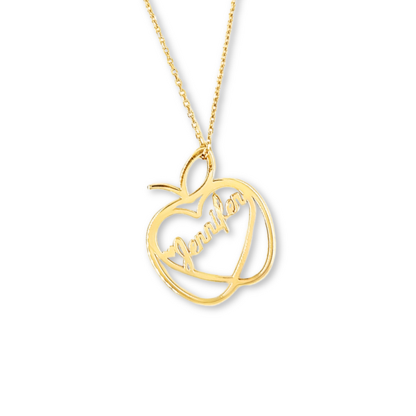 14KT Gold Personalized Apple Pendant for Teachers – JDG Jewelers 14KT Gold Personalized Apple Pendant for Teachers – JDG Jewelers