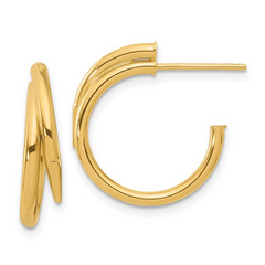LE14K Polished J-Hoop Earrings
