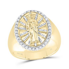 10KT Gold St. Jude San Judas Ring with 0.67CT Diamonds