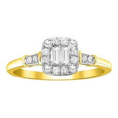 0.20CT ROUND/BAGUETTE DIAMOND 14K YELLOW GOLD