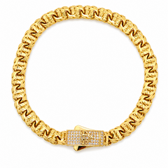 10KT Gold 6MM Chino Bar Monaco Bracelet with Diamond Cut Bars, 7.5 In