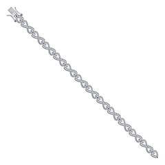 925 Sterling Silver Womens Cubic Zirconia Fancy Infinity Bracelet